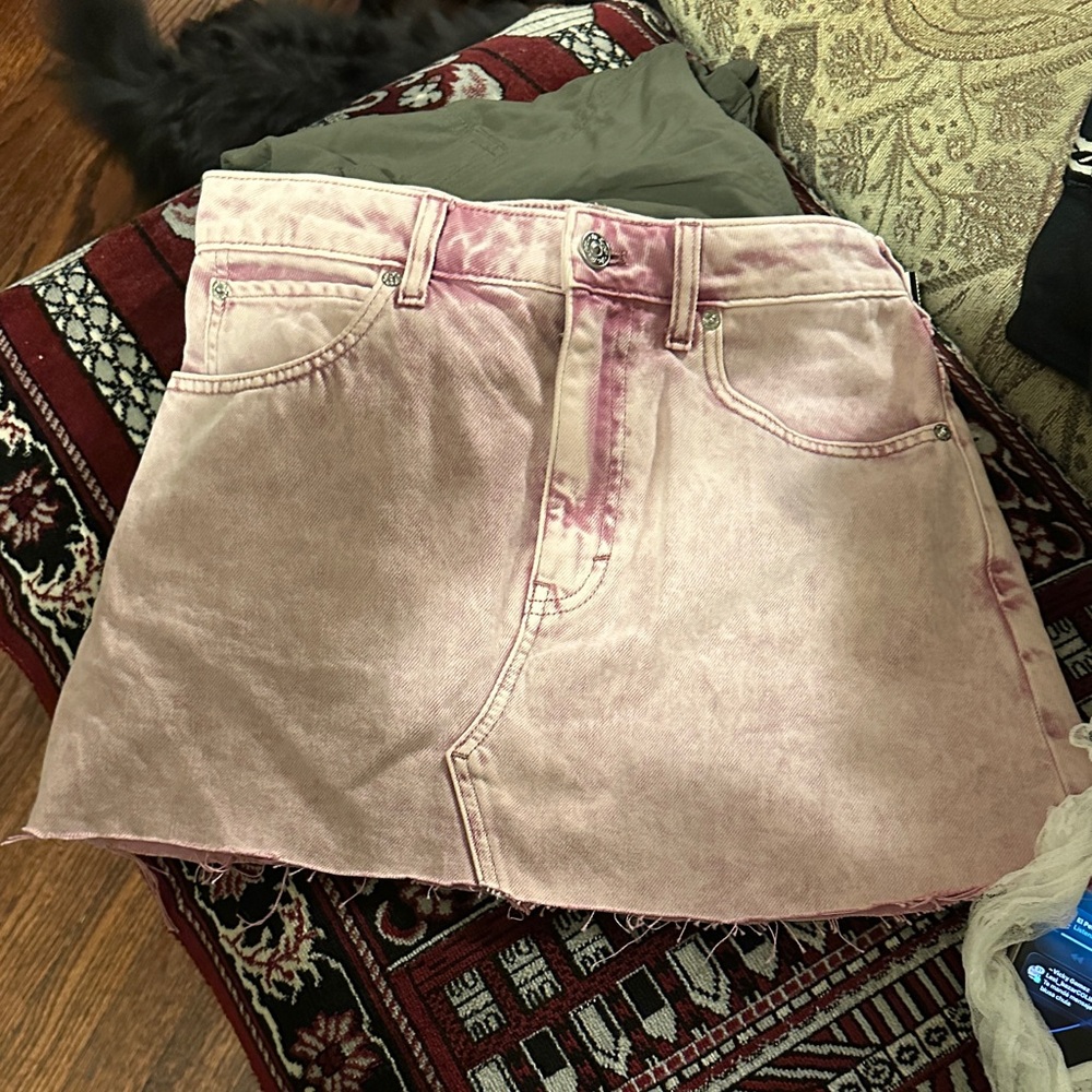 Free People Pink Denim Skirt